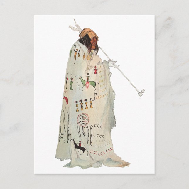 Indischer Krieger mit Pipe Portrait von Karl Bodme Postkarte (Vorderseite)