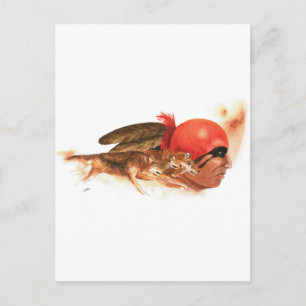 Indischer Krieger von Indianerin Wolf Clan Cheroke Postkarte