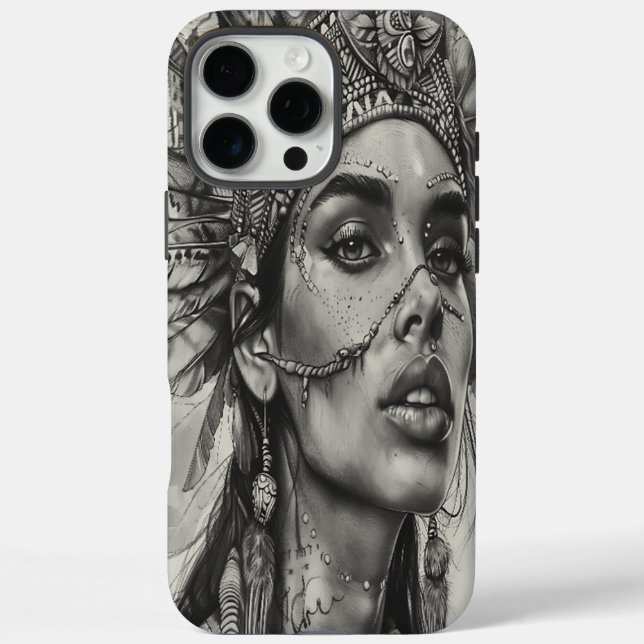 Indischer Kriegergeist mit Federn Case-Mate iPhone Hülle (Rückseite)