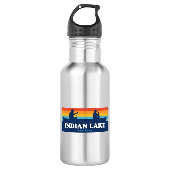 Indischer Lake New York Canoe Edelstahlflasche (Vorderseite)