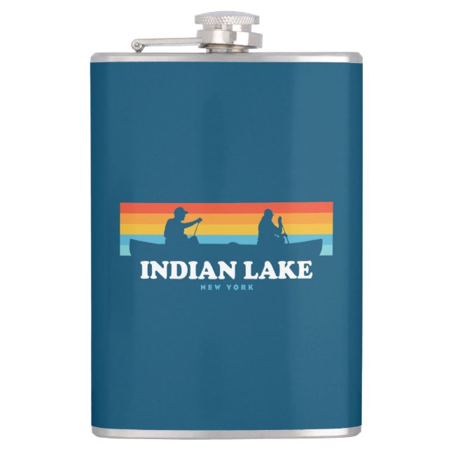 Indischer Lake New York Canoe Flachmann (Vorderseite)