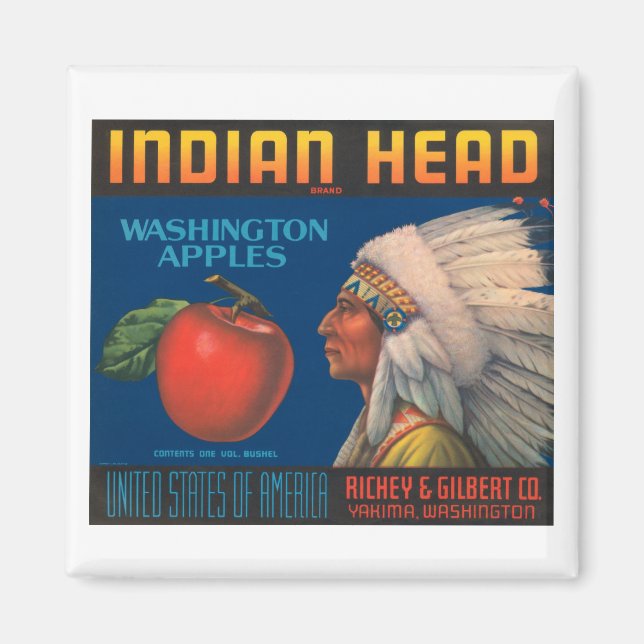 Indischer Leiter des Washington Apples Vintages Cr Magnet (Vorne)