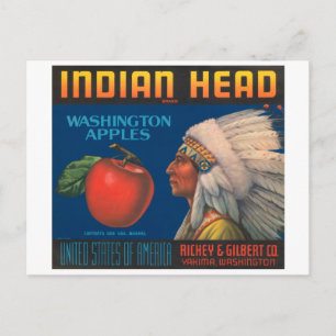 Indischer Leiter des Washington Apples Vintages Cr Postkarte