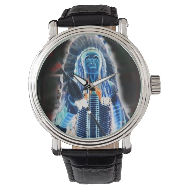 Indischer Leiter gedruckter digitaler Kunstdruckuh Armbanduhr (Vorderseite)