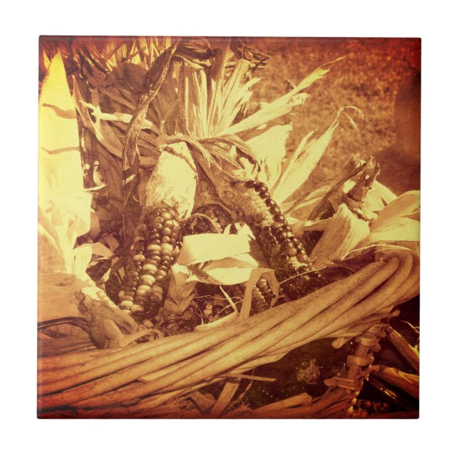 Indischer Mais im Vintagen Look Fliese (Vorderseite)
