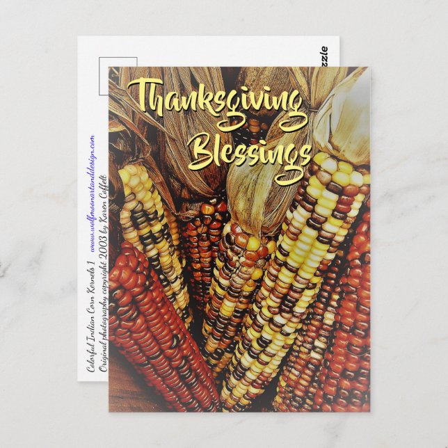 Indischer Mais Kernels Foto 2 Erntedank Postkarte (Vorne/Hinten)