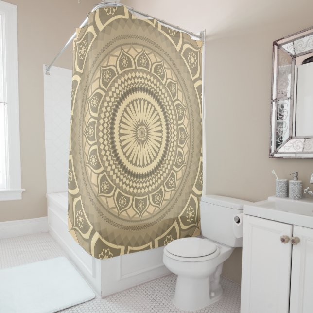 Indischer Mandala Orange in Sepia Duschvorhang (Beispiel)