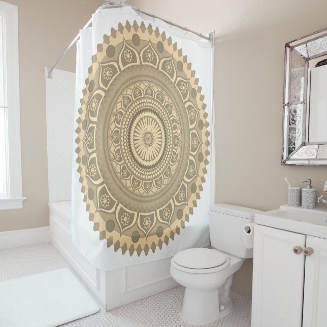 Indischer Mandala Orange in Sepia Duschvorhang (Beispiel)