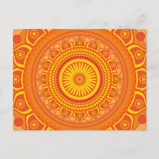 Indischer Mandala Orange Postkarte (Vorderseite)