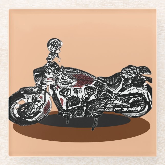 Indischer Motorrad-Geburtstag Glasuntersetzer (Vorderseite)