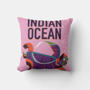 Indischer-Ozean Vintage-Reiseposter Kissen