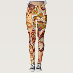 Indischer Paisley: Florales Vintage Braun Leggings