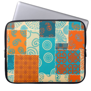 Indischer Patchwork, nahtloser vintage Hintergrund Laptopschutzhülle