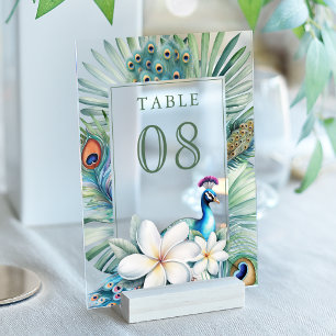 Indischer Pfau Blumen Hochzeit Acryl-Tischnummer Acryleinladungen