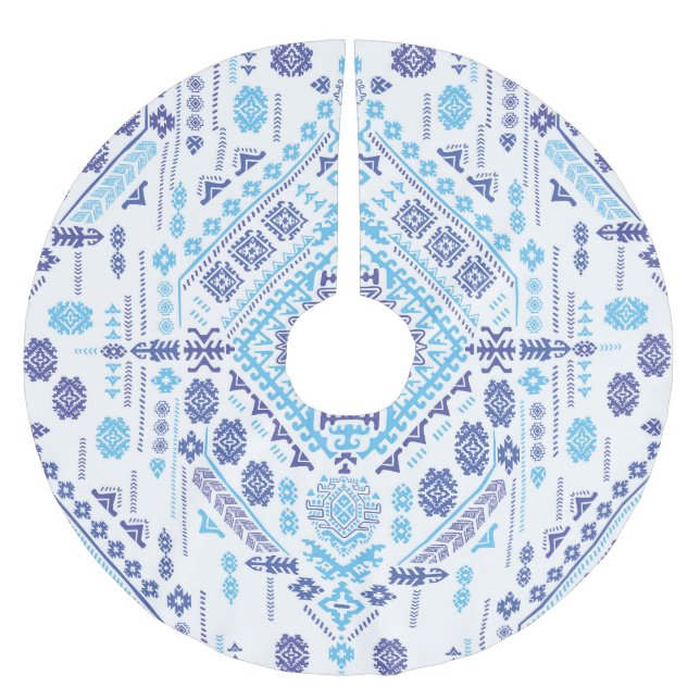 Indischer Pisley Teppich, ethnische Mandala Muster Polyester Weihnachtsbaumdecke (Vorderseite)
