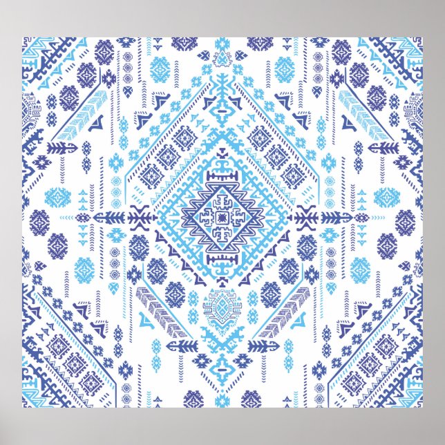 Indischer Pisley Teppich, ethnische Mandala Muster Poster (Vorne)