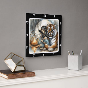 Indischer Rhythmus: Willow Dance Tiger's Pace Quadratische Wanduhr