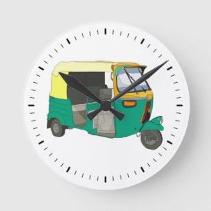 Indischer Rikschah Runde Wanduhr