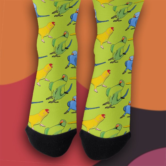 Indischer Ringneck Green Parrot Muster Pet Bird Fu Socken (Von Creator hochgeladen)