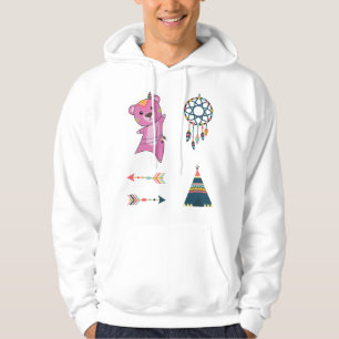 Indischer Rosa Bären Sticker Set Bär Dreamcatcher Hoodie