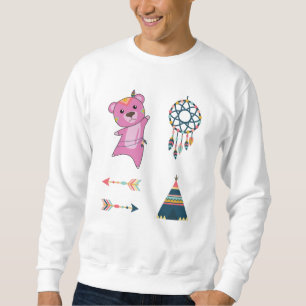 Indischer Rosa Bären Sticker Set Bär Dreamcatcher Sweatshirt