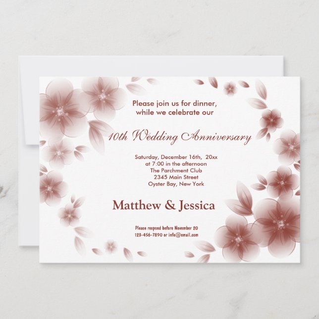 Indischer Roter Krebs Blossom Jahrestag Einladung (Vorderseite)