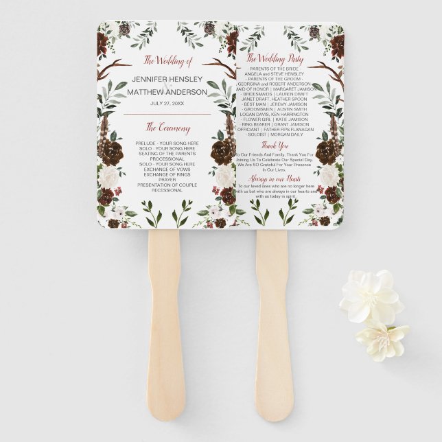 Indischer Roter Wald Green Boho Rustikale Antler Fächer (Vorne und Hinten)