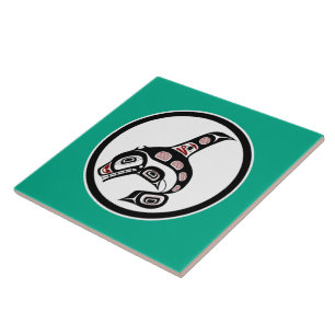 Indischer Rotschwarzer Haida Art Killer Whale Fliese