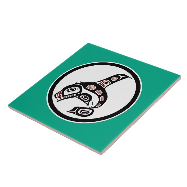 Indischer Rotschwarzer Haida Art Killer Whale Fliese (Seite)