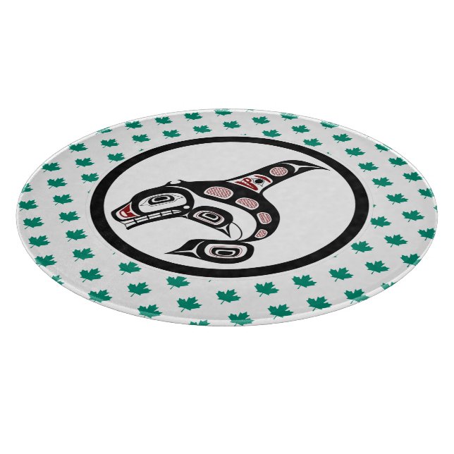Indischer Rotschwarzer Haida Art Killer Whale Schneidebrett (Ecke)