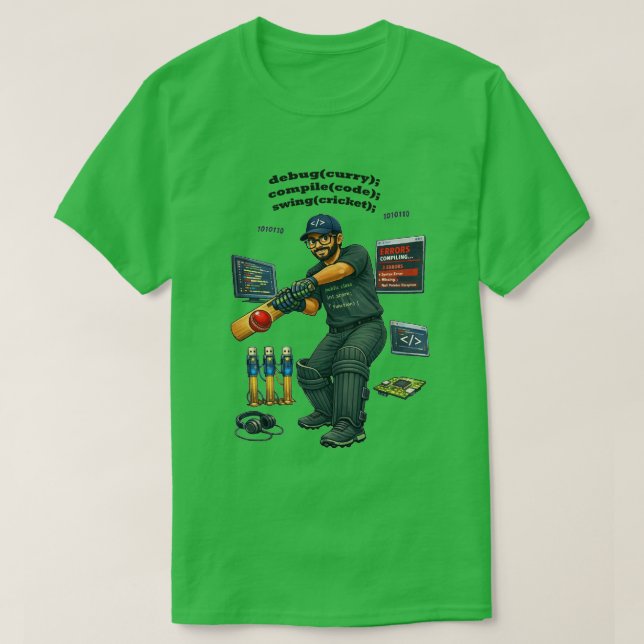 Indischer Software-Ingenieur Coder spielt Cricket  T-Shirt (Design vorne)