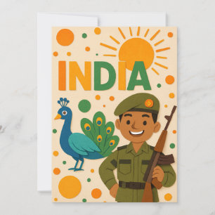 Indischer Soldat mit Pfauenkarte