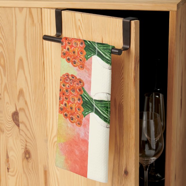 Indischer Sommer Italienischer Ranunculus Geschirrtuch (Drittel gefaltet)