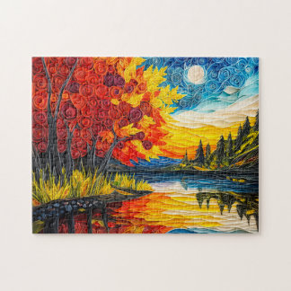 Indischer Sommer-Seelandschaft in Quilling Puzzle