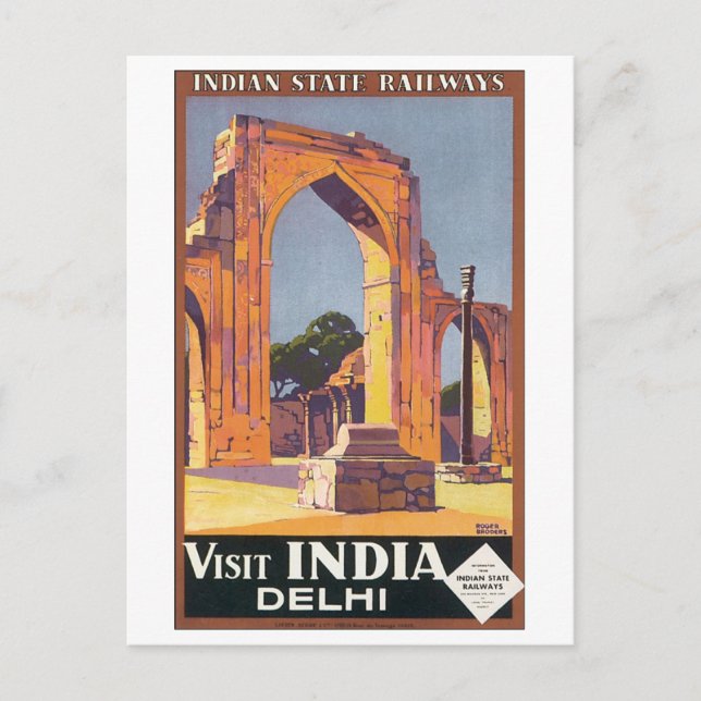Indischer Staat Eisenbahn besucht Indien Delhi Postkarte (Vorderseite)