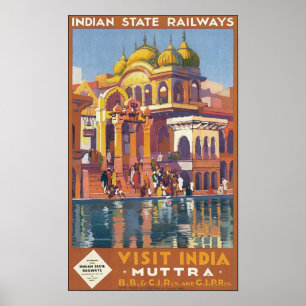 Indischer Staat Railways besucht Indien Muttra Poster
