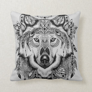 Indischer Stammes- Wolf Kissen