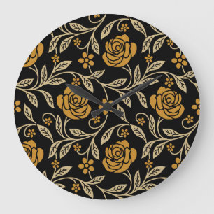 Indischer Stoff: traditionelles florales nahtloses Große Wanduhr