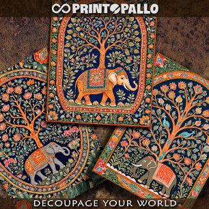Indischer Teppich mit Lebensbaum und Elefant - Geschenkpapier Set