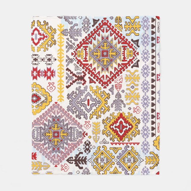 Indischer Teppich-Paisley-Ornament-Muster. Ethnic  Fleecedecke (Vorderseite)