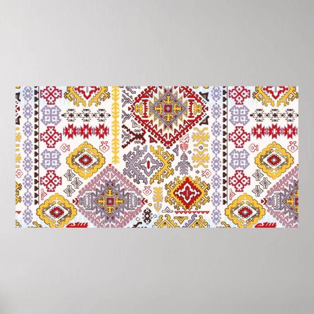 Indischer Teppichboden-Schmuckmuster. Ethnic Manda Poster (Vorne)
