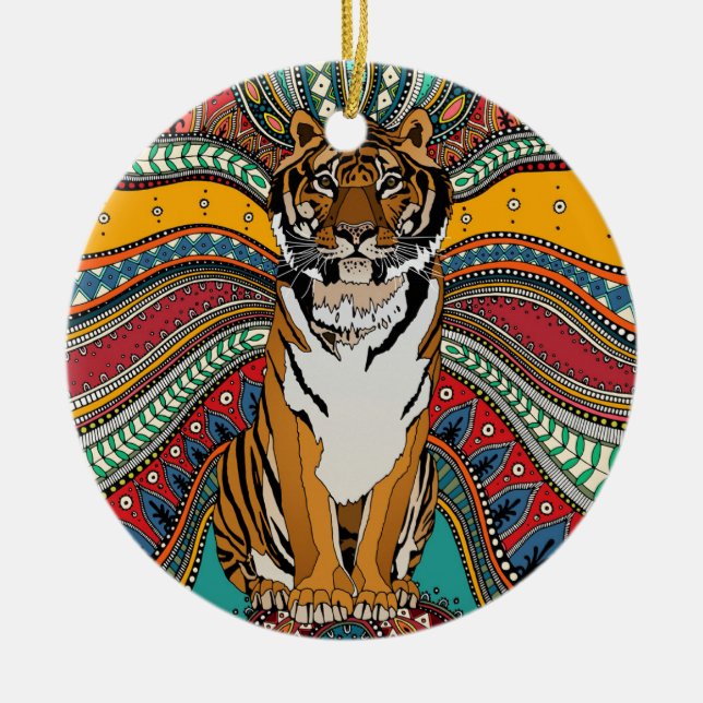 Indischer Tiger Keramik Ornament (Vorne)