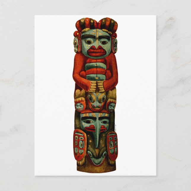 Indischer Totem-Pole-Spirituosen aus der amerikani Postkarte (Vorderseite)
