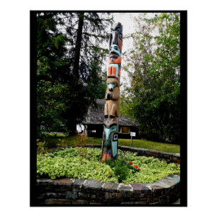Indischer Totem Poll Glacier Park Montana Poster