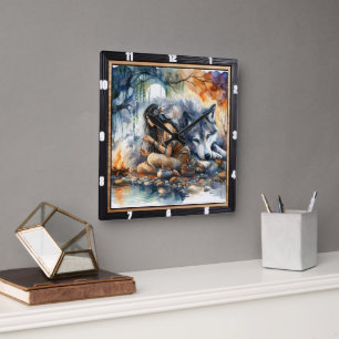 Indischer Traum: Fluss der Reflektionen Quadratische Wanduhr