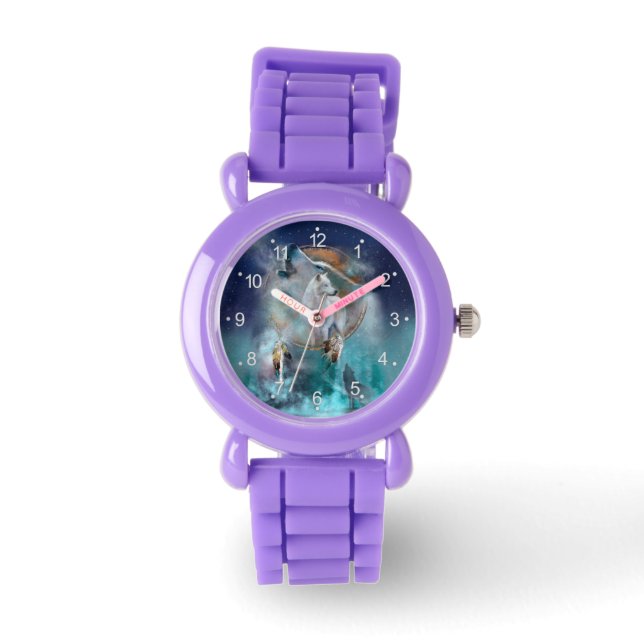 Indischer Träumer und ethnischer Stammeswolf Armbanduhr (Vorderseite)