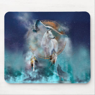 Indischer Träumer und ethnischer Stammeswolf Mousepad