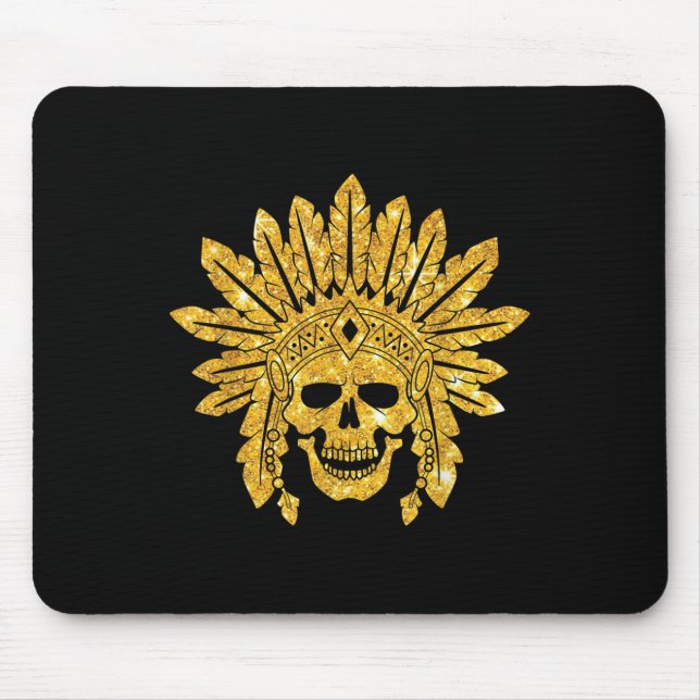 Indischer Ureinwohner - Schädel - Authentischer Kr Mousepad (Vorne)