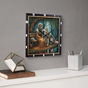 Indischer Urwald: Ein Moment der Stille Quadratische Wanduhr