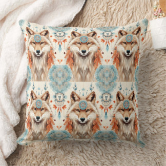 Indischer Wolf Dream Catcher Kissen